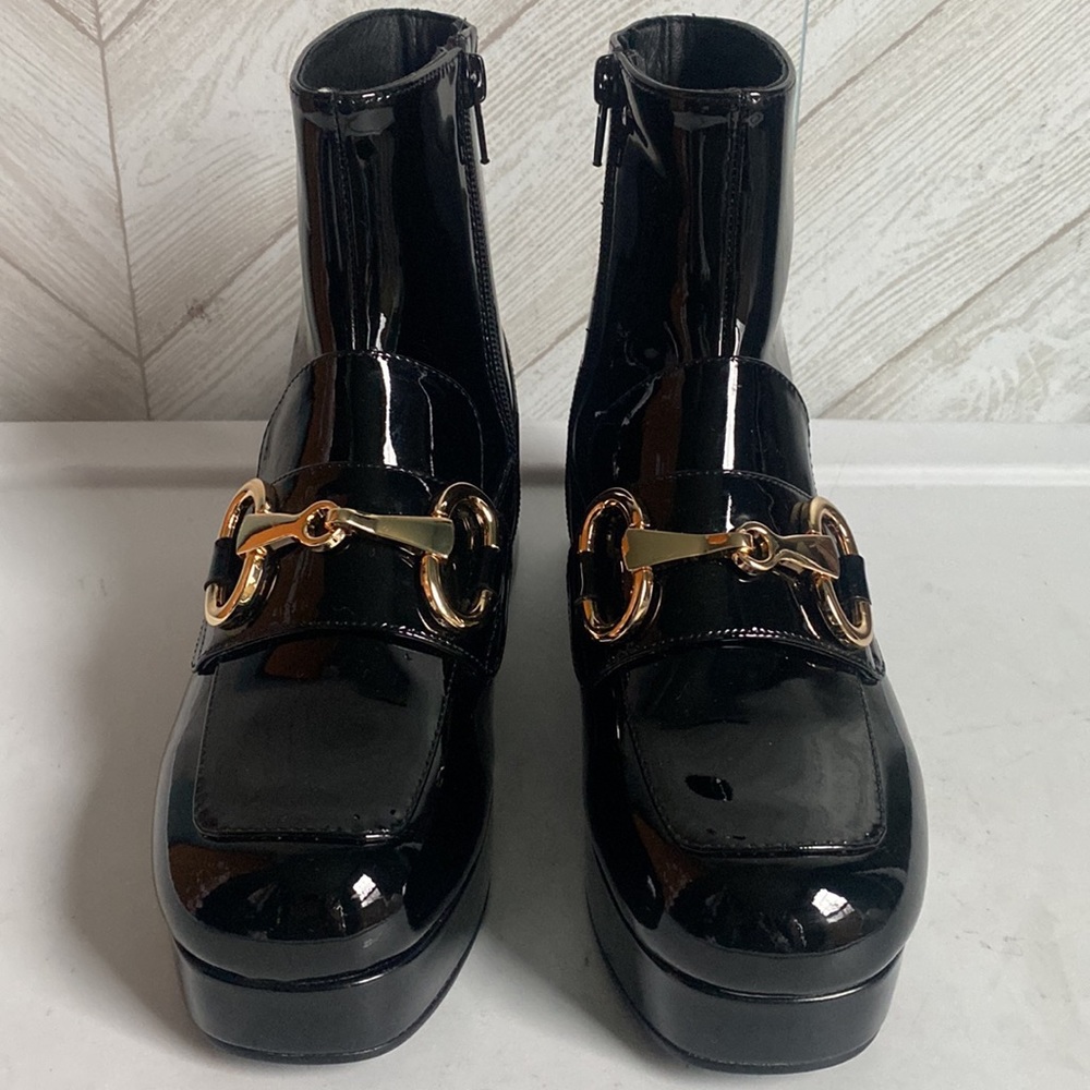 NEW Jeffrey Campbell Prepster horsebit patent ankle boots 6 - Picture 3 of 10
